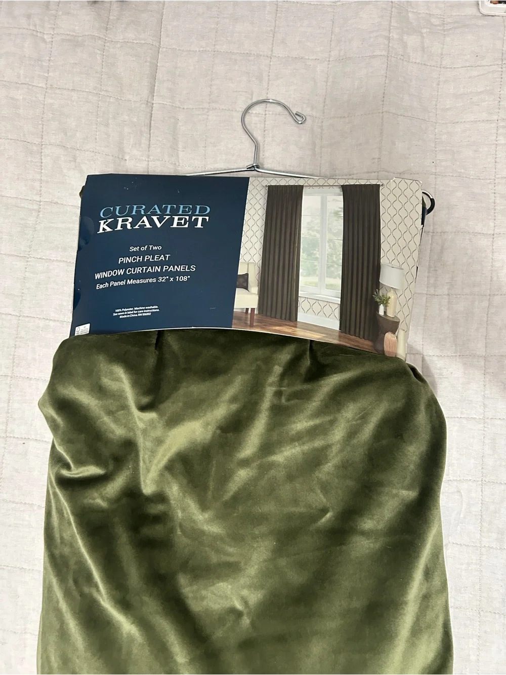 rave Olive Green Pinch Pleat Window Curtain Panels - Set of Two